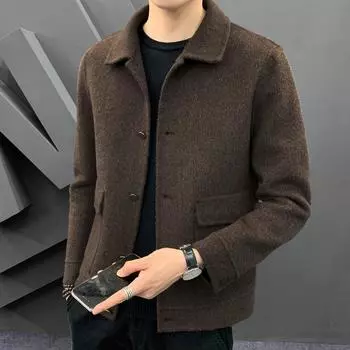 Мужская куртка шерстяное пальто осень и зима повседневное облегающее модное красивое двухстороннее шерстяное пальто для мужчин S