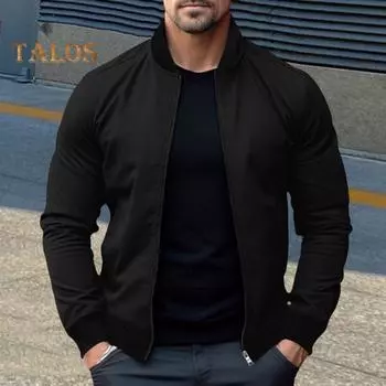 Мужская куртка Slim Fit с длинным рукавом на молнии, однотонная, весна-осень, повседневная бейсбольная форма, куртка для занятий спортом, повседневная одежда M светло-серый