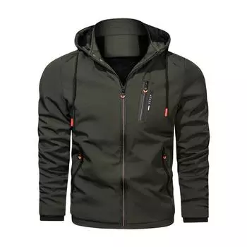 Мужская куртка со съемным капюшоном на весну и осень, повседневная спортивная куртка из тонкого хлопка с декоративной молнией разных цветов L жёлтый