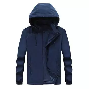 Мужская куртка со съемным капюшоном на весну и осень, повседневная спортивная куртка из плюшевого хлопка, однотонная, модная мужская L