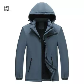 Мужская куртка Softshell с капюшоном, ветровка с флисовой подкладкой, легкие водонепроницаемые куртки для походов (L-8XL) L серый