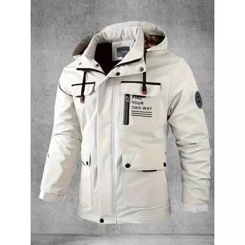 Мужская куртка Softshell, весенне-осенняя куртка с капюшоном и множеством карманов, водонепроницаемая и ветрозащитная куртка для походов и кемпинга M чёрный