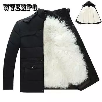 Мужская куртка среднего и пожилого возраста, куртка с капюшоном, зимнее толстое шерстяное стеганое пальто, повседневные теплые парки 6XL