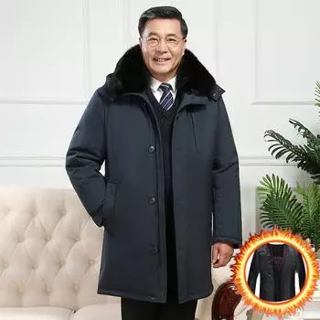 Мужская куртка среднего и пожилого возраста, новый стиль, средней длины, разборная, для папы, 40-50-60, куртка для 70 лет M