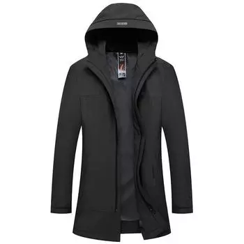 Мужская куртка средней длины, ветровка с капюшоном, повседневная тонкая куртка M