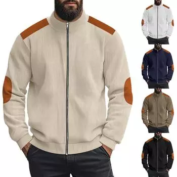 Мужская куртка Свободное пальто на молнии Летная куртка Мужское повседневное пальто-кардиган L бежевый