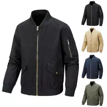 Мужская куртка Свободное пальто на молнии Летная куртка Мужское повседневное пальто-кардиган XL темно-синий