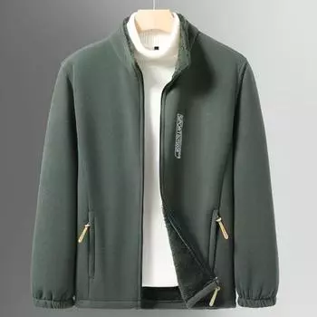 Мужская куртка свободного кроя из хлопка с утолщенной флисовой подкладкой, осенне-зимняя, теплая, флисовая, с подкладкой из зернового флиса, повседневная парка XXXXXL чёрный