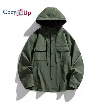 Мужская куртка свободного кроя с подкладкой из стираного материала S чёрный