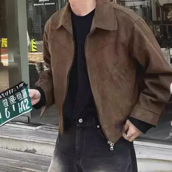 Мужская куртка свободного кроя в японско-американском ретро-стиле — повседневный стиль весна/осень Large