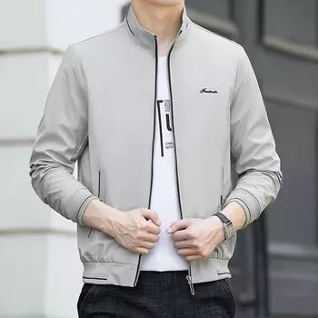 Мужская куртка свободного кроя - весна и осень, плюс бархатное утепление, повседневное тонкое пальто, большой размер. M синий