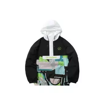 Мужская куртка свободного покроя с капюшоном Li-Ning Wade Series Half-Zip Color Block, черная AFDR205-1 L