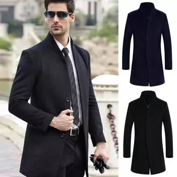 Мужская куртка, теплый зимний тренч, длинная верхняя одежда на пуговицах, элегантное пальто, пальто XXXXXL чёрный