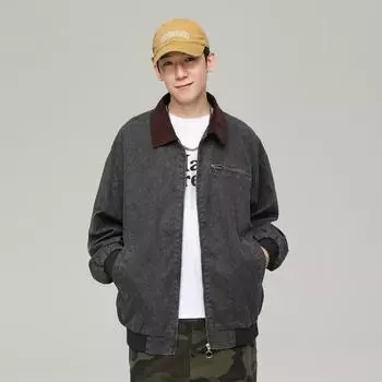 Мужская куртка Tooling, мужская осенняя куртка с лацканами в стиле ретро для гор, универсальная повседневная куртка для мужчин M чёрный