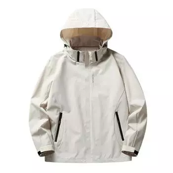 Мужская куртка-тренч с воротником-стойкой, капюшоном и длинными рукавами, с регулируемым завязкой M серый