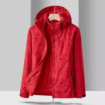 Мужская куртка «три в одном» с кленовым листом для пар, ветрозащитный и водонепроницаемый альпинистский костюм с флисовой подкладкой, состоящий из двух частей XL красный
