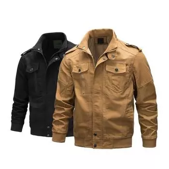 Мужская куртка, униформа, повседневная куртка, ветрозащитная, теплая, пальто для подростков, трехмерное хлопковое, полиэстеровое, свободное мужское воротник-стойка M хаки