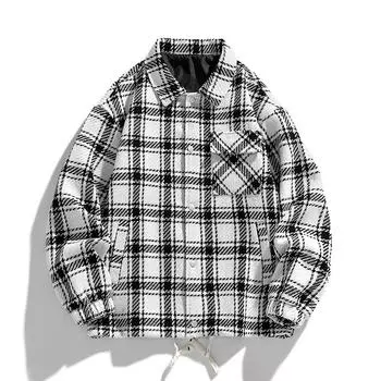 Мужская куртка Весна Новая повседневная куртка Мужская корейский стиль Трендовый гонконгский стиль Модный брендовый клетчатый топ L