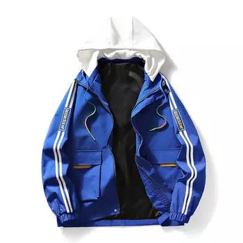 Мужская куртка Весна Повседневная Пара Топы с капюшоном Круглый вырез Ins Трендовый бренд Длинные рукава Футболка M