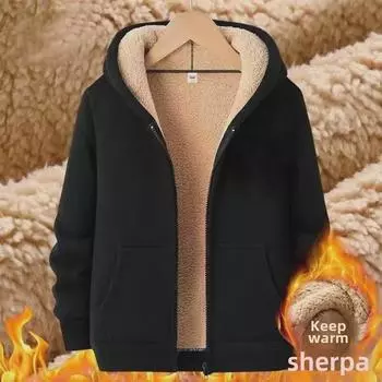 Мужская куртка в корейском стиле из утолщенного флиса с капюшоном 5XL (180-200)