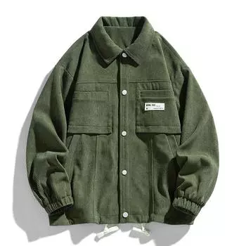 Мужская куртка в японском стиле в стиле ретро из вельвета на весну и осень, повседневная, свободная, рабочая, с длинными рукавами и лацканами M