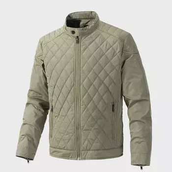 Мужская куртка в ромбовидную клетку с воротником-стойкой, европейская и американская, осень/зима - большой размер, тонкий хлопок