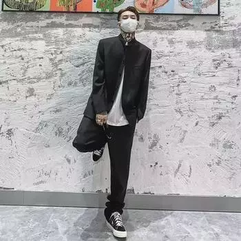 Мужская куртка в стиле Чжуншань: Красивый костюм в стиле Чжао Шаньхэ для весны и осени XL чёрный