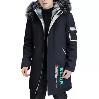 Мужская куртка в стиле пэчворк на осень-зиму с капюшоном, длинными рукавами, карманами, застежкой-молнией, пальто с флисовой подкладкой, толстая теплая верхняя одежда средней длины с хлопковой подкладкой M