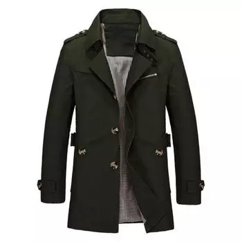 Мужская куртка в стиле ретро с лацканами, с длинным рукавом, однобортная, в деловом стиле, однотонная, с карманами, ветрозащитная куртка M чёрный