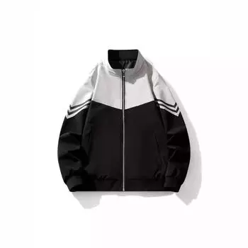 Мужская куртка в тон цвета, осенняя мода, корейская версия повседневного красивого топа с воротником-стойкой в стиле хулигана L чёрный