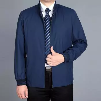 Мужская куртка, весеннее мужское деловое осеннее пальто, ветровка, куртки-бомберы, мужские пальто, воротник-стойка, манжеты в рубчик M синий
