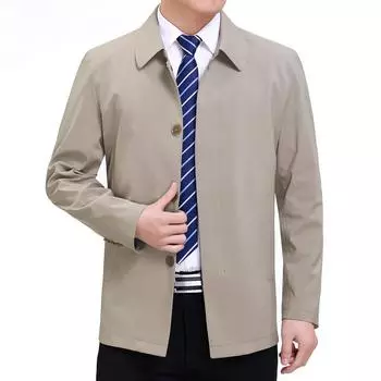 Мужская куртка, весенние деловые куртки, мужская осенняя повседневная куртка, ветровка, мужской плащ, однотонный отложной воротник M темно-синий