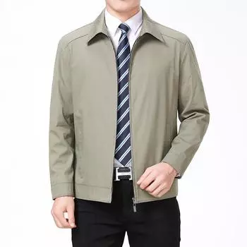 Мужская куртка, весенние куртки, мужская осенняя деловая куртка, ветровка, повседневное пальто, однотонная молния с отложным воротником M темно-синий