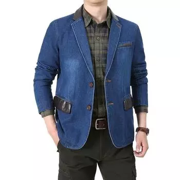 Мужская куртка весна и осень мужской повседневный джинсовый костюм деловой узкий костюм молодежная модная куртка M