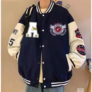 Мужская куртка весна и осень верхняя одежда бейсбольный воротник одежда повседневная куртка мужская 4XL чёрный