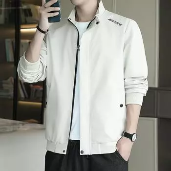 Мужская куртка весна-осень корейская версия повседневная куртка большого размера с капюшоном мужская верхняя часть M серый