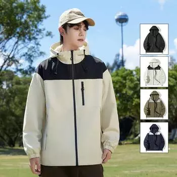 Мужская куртка весна-осень, новая куртка для альпинизма, рабочая одежда, американская мужская ветрозащитная и водонепроницаемая куртка с капюшоном S