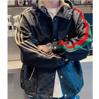 Мужская куртка весна-осень новая мода куртка с капюшоном XL чёрный