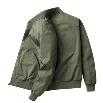 Мужская куртка весна-осень пилот свободный повседневный большой размер бейсбольный воротник американская повседневная мужская куртка M хаки