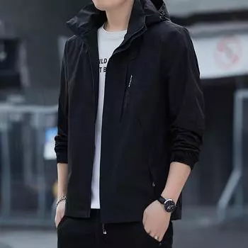 Мужская куртка весна-осень с капюшоном повседневная красивая куртка подростковая тонкая верхняя часть мужская корейская версия M