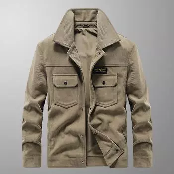 Мужская куртка весна-осень с несколькими карманами в деловом стиле, свободная, с лацканами в стиле ретро отворота M чёрный