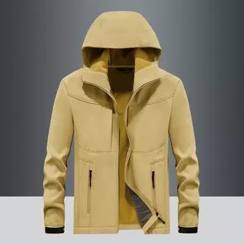 Мужская куртка весна-осень ветрозащитная флисовая повседневная куртка с капюшоном Soft Shell Тренчкот для мужчин M хаки