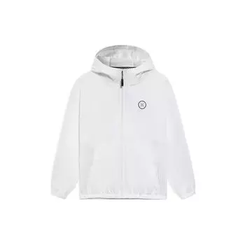 Мужская куртка-ветровка с капюшоном и однотонным логотипом Li Ning Wade Series, свободная спортивная куртка белого цвета AFDS427-3 XL
