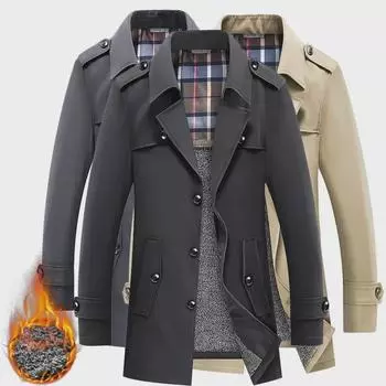 Мужская куртка-ветровка средней длины в деловом стиле — весна/осень, не мнется, стиль папы, плюс трендовый бархат. M темно-синий