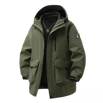 Мужская куртка-ветровка весна-осень, водонепроницаемая, мужская, размер Pius, пальто, куртка, мужская, повседневная, карго S чёрный