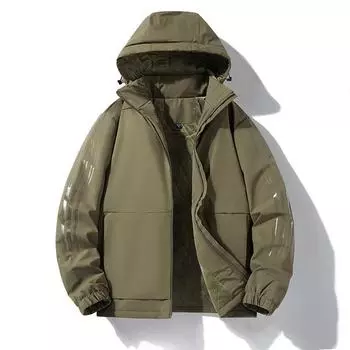 Мужская куртка зимняя, холодная и теплая, ветрозащитная, с капюшоном, спортивный костюм для альпинизма, три планки, хлопковая подкладка L чёрный