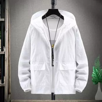 Мужская легкая куртка большого размера с капюшоном, удобная дышащая солнцезащитная куртка, тонкая уличная куртка для рыбалки S