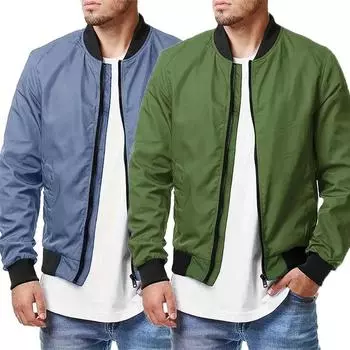 Мужская легкая куртка-бомбер, весенне-осенняя повседневная мягкая ветровка, верхняя одежда, спортивное пальто, мужская корейская модная уличная одежда S чёрный