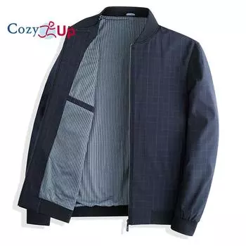 Мужская легкая куртка Cosy Up, повседневная куртка с решетчатым воротником и молнией во всю длину M синий