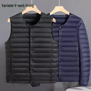 Мужская легкая куртка-пуховик с капюшоном больших размеров - воротник-стойка, осенне-зимнее теплое, 50 бархат vest, XL серый